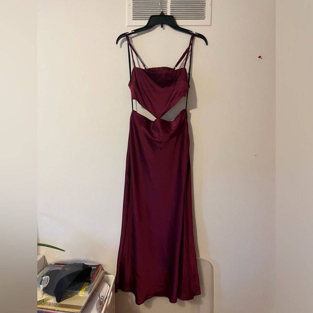 satin fuschia midi dress